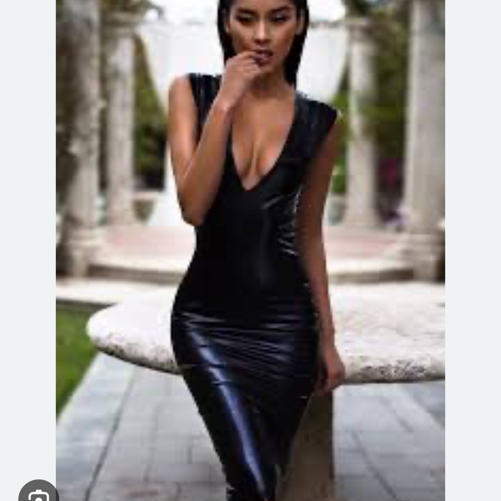 House of CB latex Sleek Black Sleeveless Dress